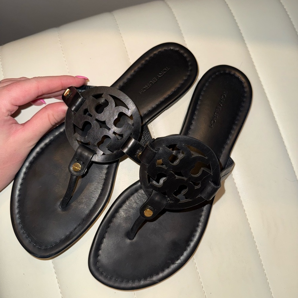 Tory Burch Miller  Black Leather Sandals